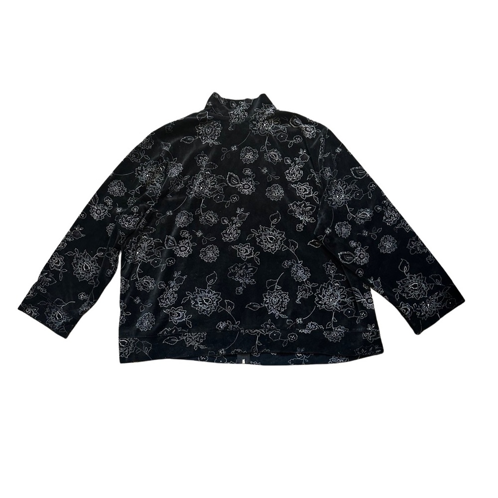 💜 Vintage NYL velour jacket floral embroidery size 3X - Picture 4 of 6